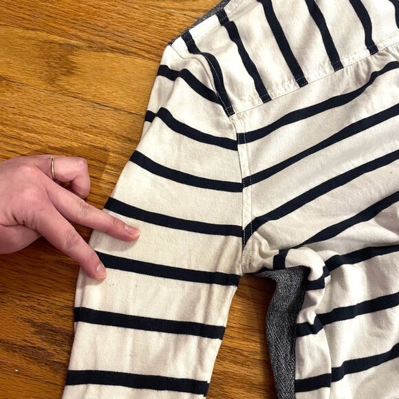 POSTMARK ANTHROPOLOGIE ANTHRO Rowena Tunic White Navy Blue Striped Chambray Top - Picture 16 of 16